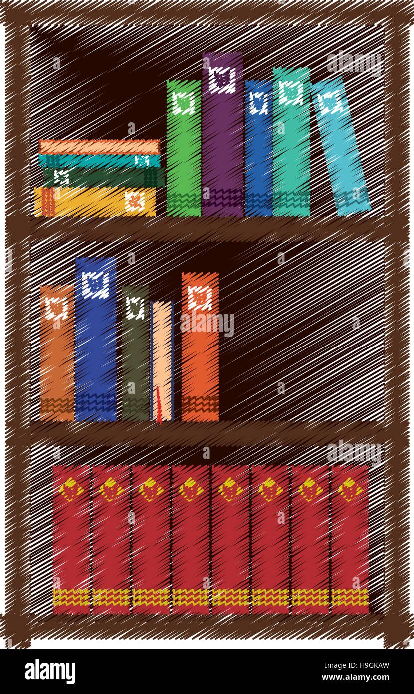 Bookshelf Drawing With Color at Blanche Carter blog