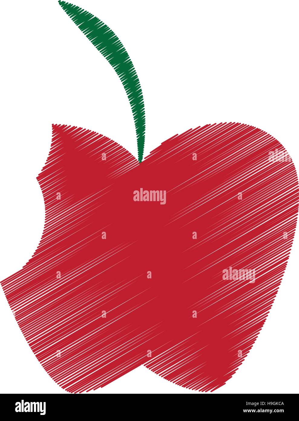 hand colored drawing apple bite icon Stock Vector