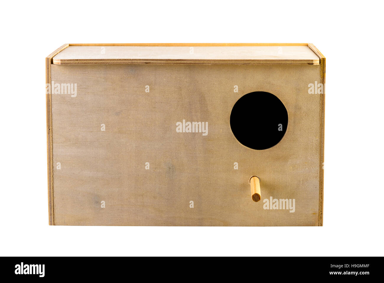 Nest box bird house isolated on white. Image included clipping path. Stock Photo