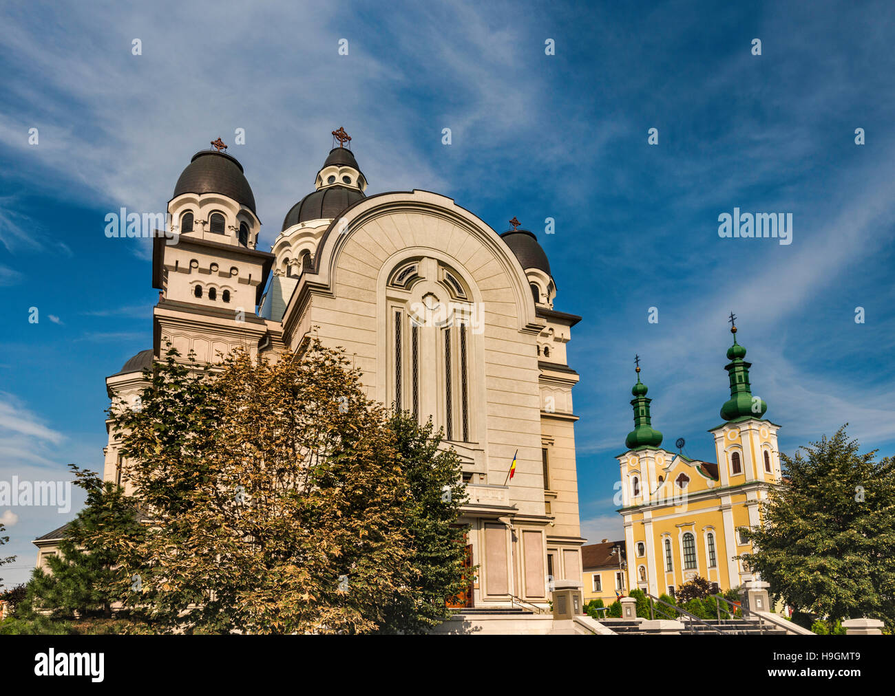 Ascension of the Lord Orthodox Cathedral at Piata Trandafirilor,  in Targu  Mures, Szekely Land, Transylvania, Romania Stock Photo