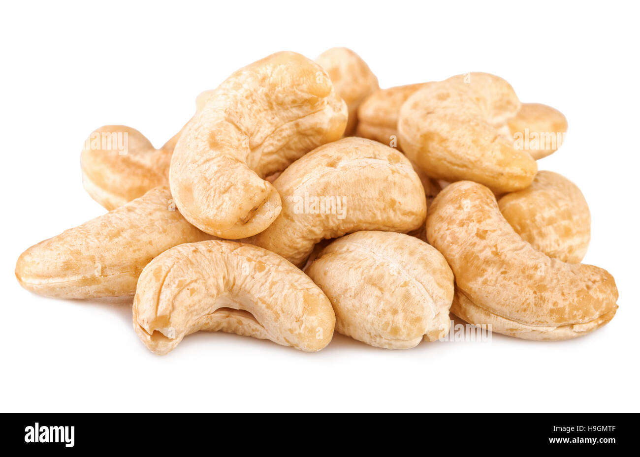 Cashew nuts on white. Cashew close-up Stock Photo