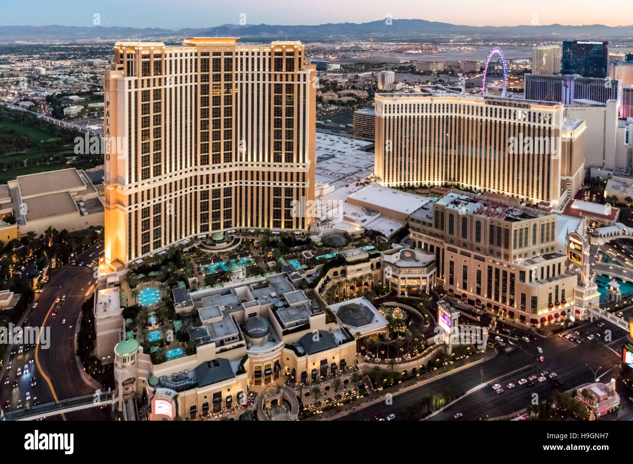 Aerial view of Venetian and Palazzo Hotels the Strip, Las Vegas, Nevada,  USA Stock Photo - Alamy