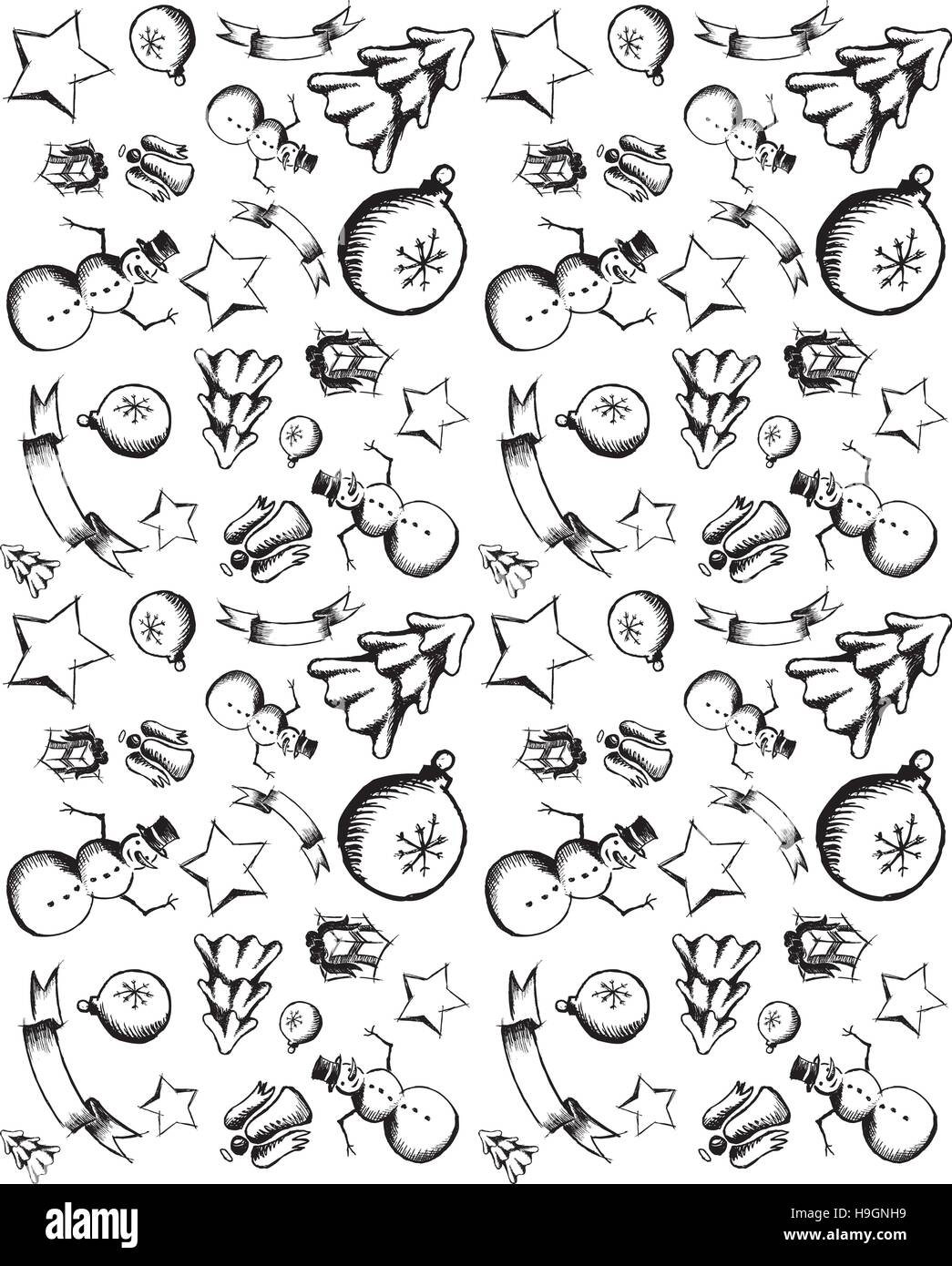 Hand draw Christmas icons seamless pattern Stock Vector Image & Art - Alamy