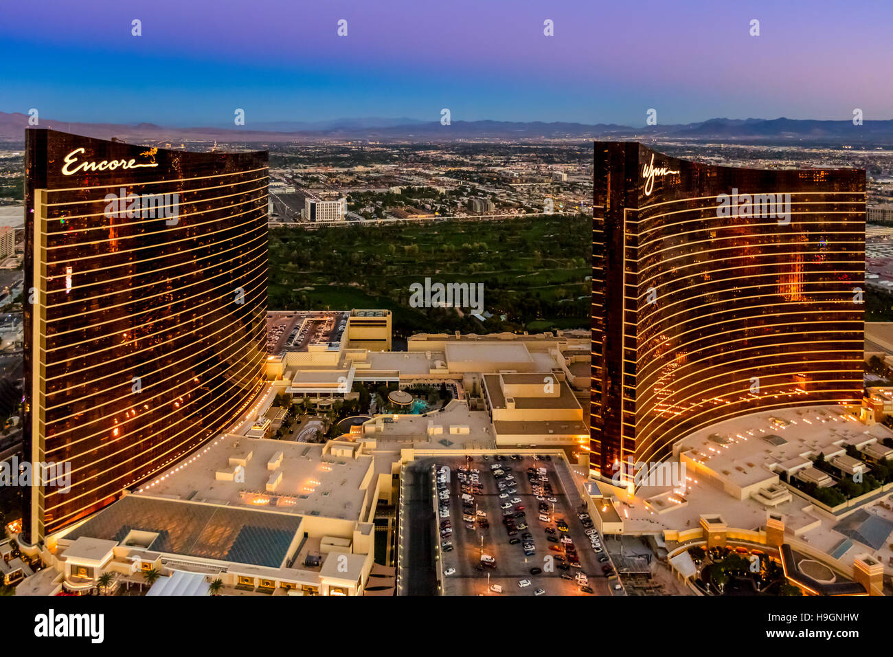 dis Scrupulous eftertænksom Aerial view of Wynn and Encore Hotels the Strip, Las Vegas, Nevada, USA  Stock Photo - Alamy