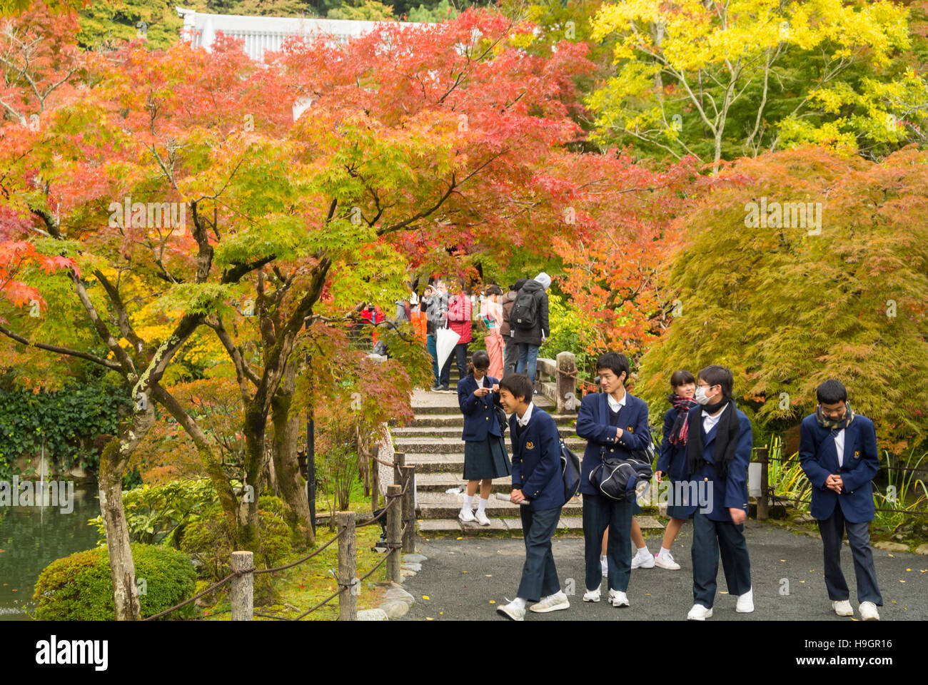 Japanese junior high school students Kyoto Japan Stock Photo