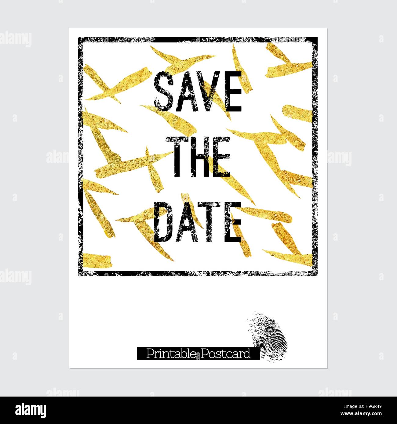 Vector printable postcard. Ready to print vector postcard. Postcard with inscription in grunge ...
