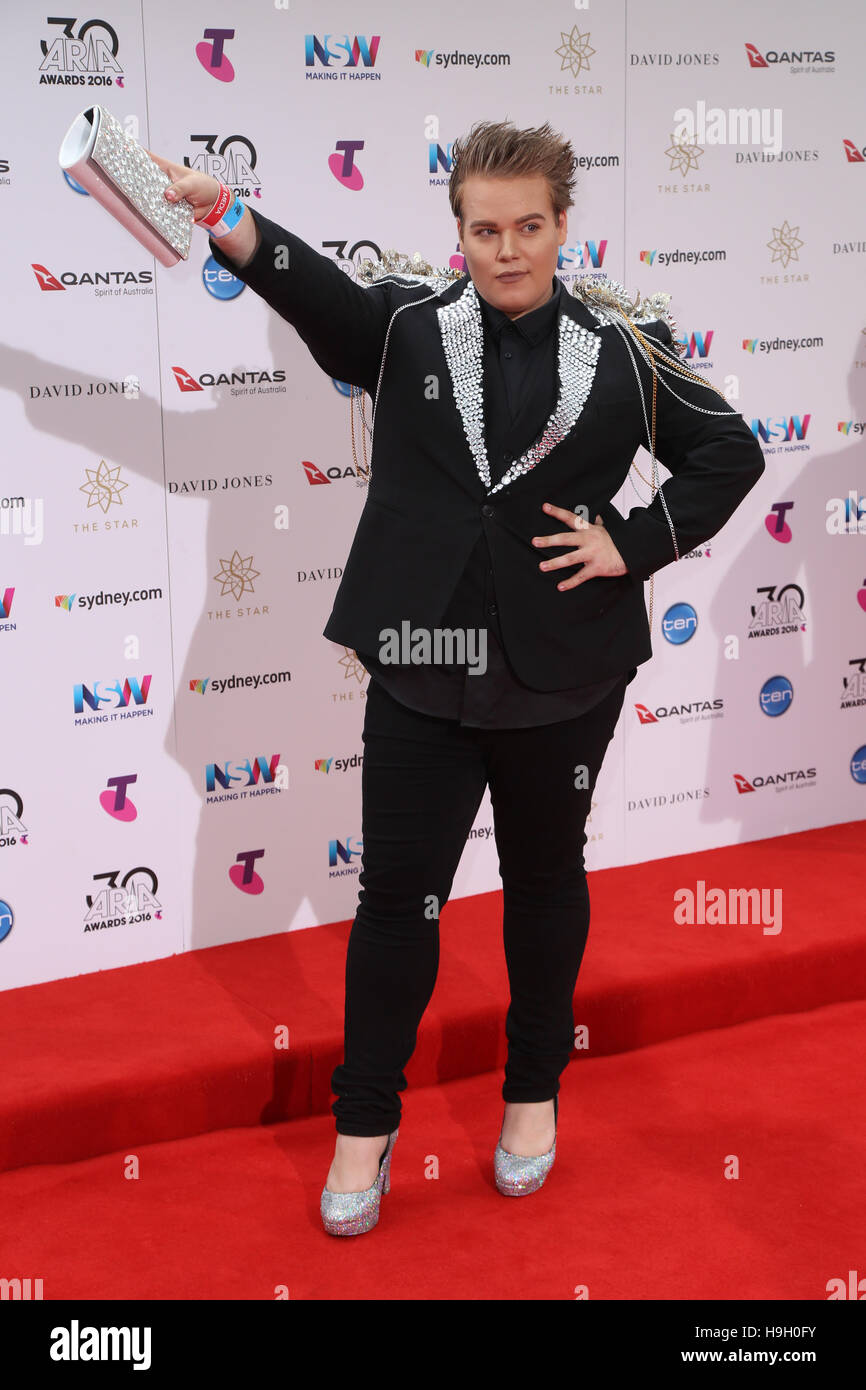 Sydney, Australia. 23 November 2016. Alright Hey arrives on the red carpet  for the 30th ARIA Awards at The Star, Pyrmont, Sydney. Credit: Credit:  Richard Milnes/Alamy Live News Stock Photo - Alamy
