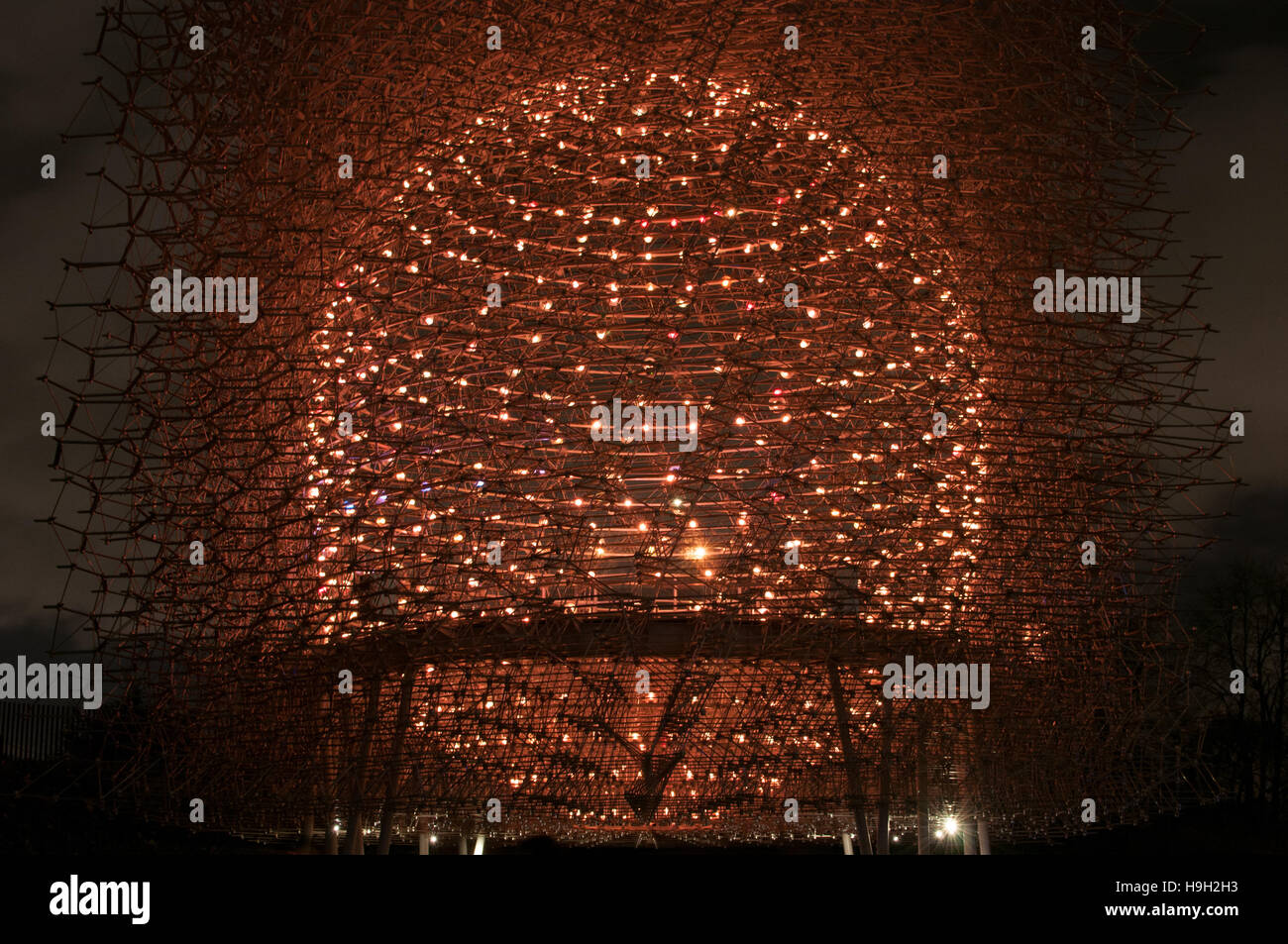London, UK. 22nd Nov, 2016. Wolfgang Buttress’ Hive illuminated at Kew Gardens as part of the Christmas at Kew light trail. More than 60,000 lights illuminate the trees, plants and gardens. The trail is more than a mile long and includes artworks from both UK and international artists and designers. The show opens 23rd November 2016 and closes 2nd January 2017. Credit:  Tricia de Courcy Ling/Alamy Live News Stock Photo
