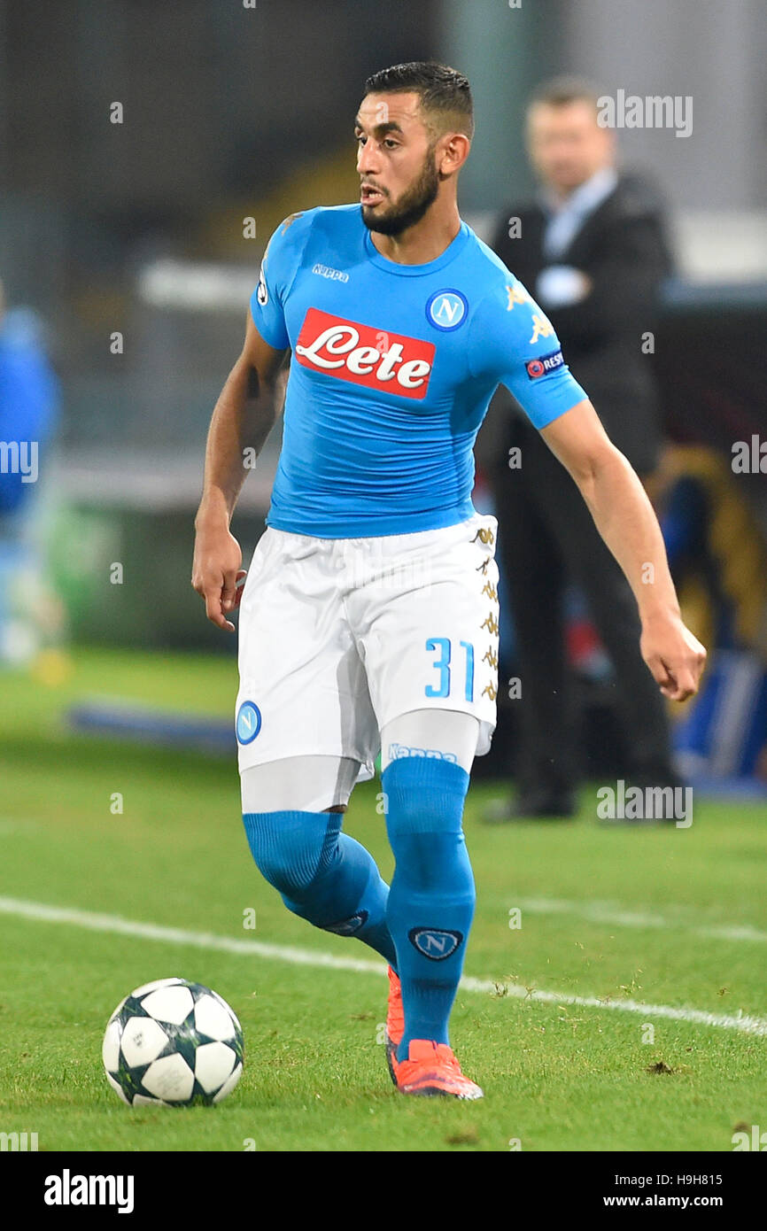 Napoli, Italy. 23rd Nov, 2016. Faouzi Ghoulam of Napoli in action during the UEFA Champions League group C between SSC Napoli and  Dinamo Kiev at Stadio San Paolo on November 23 2016 in Naples, Italy.  . Credit:  marco iorio/Alamy Live News Stock Photo