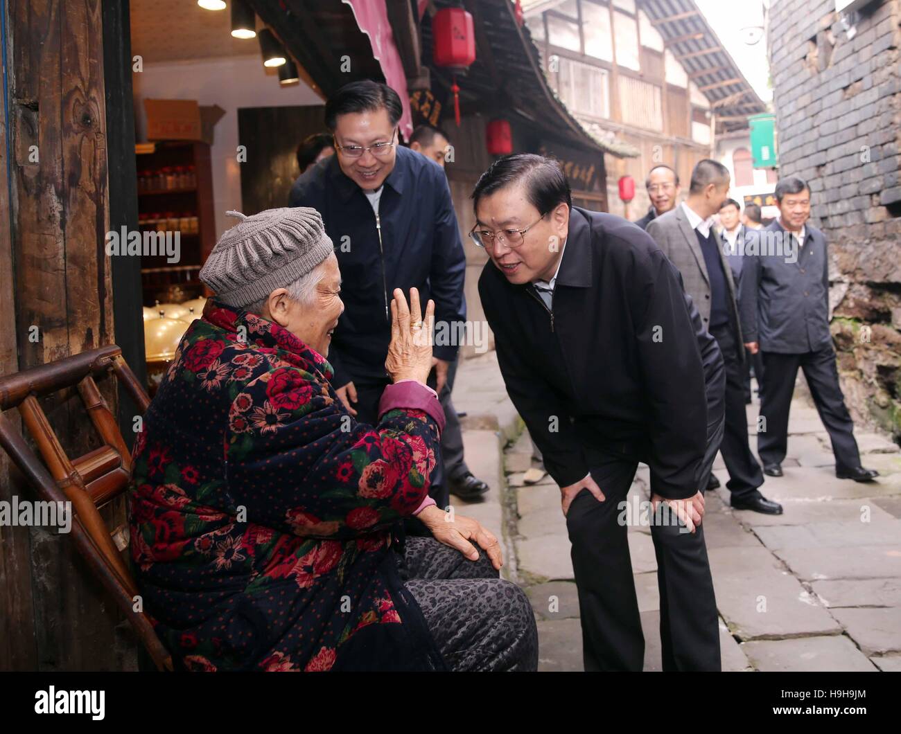 Chengdu, China's Sichuan Province. 21st Nov, 2016. Zhang Dejiang (R