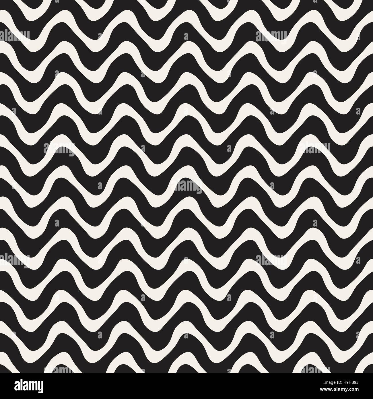 Wavy Lines Vector Seamless Black and White Pattern Stock Vector Image ...