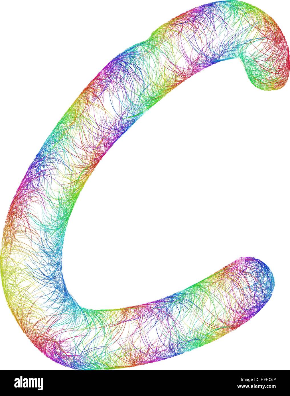 Rainbow sketch font design - letter C Stock Vector