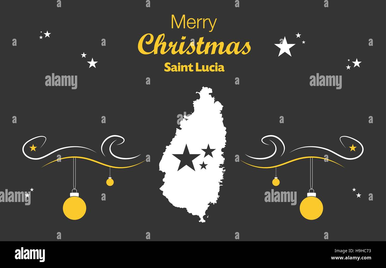 Merry Christmas illustration theme with map of Saint Lucia Stock Vector