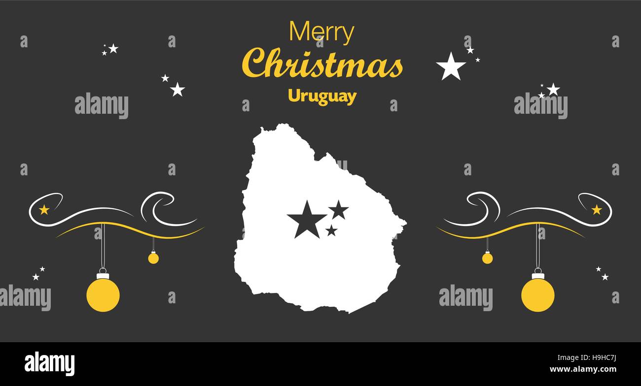 Merry Christmas illustration theme with map of Uruguay Stock Vector