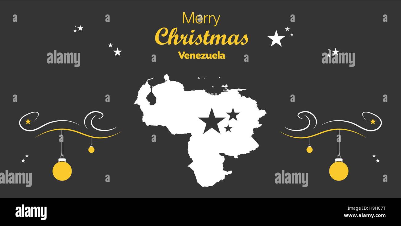 Merry Christmas illustration theme with map of Venezuela Stock Vector