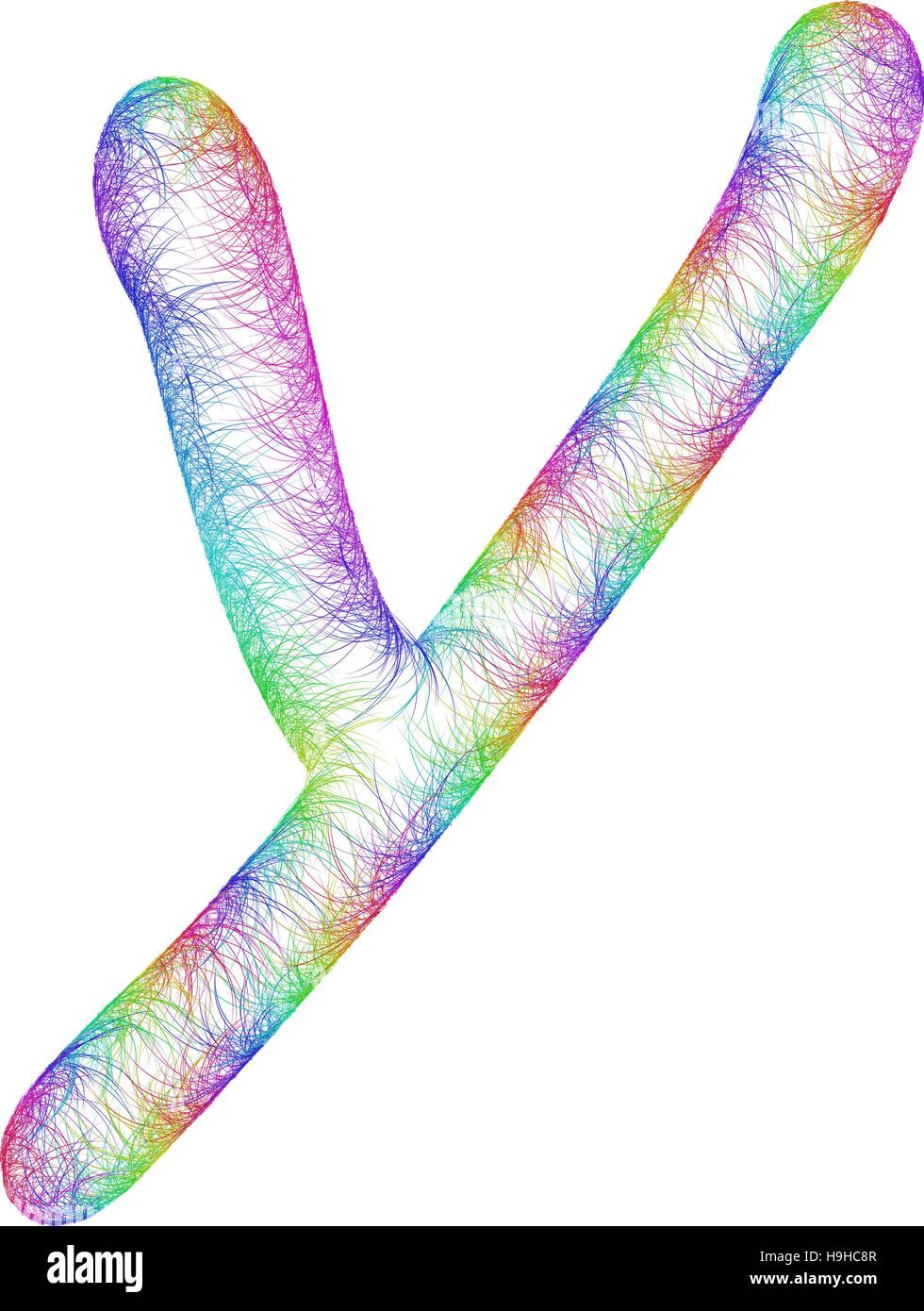 Rainbow sketch font design - letter Y Stock Vector