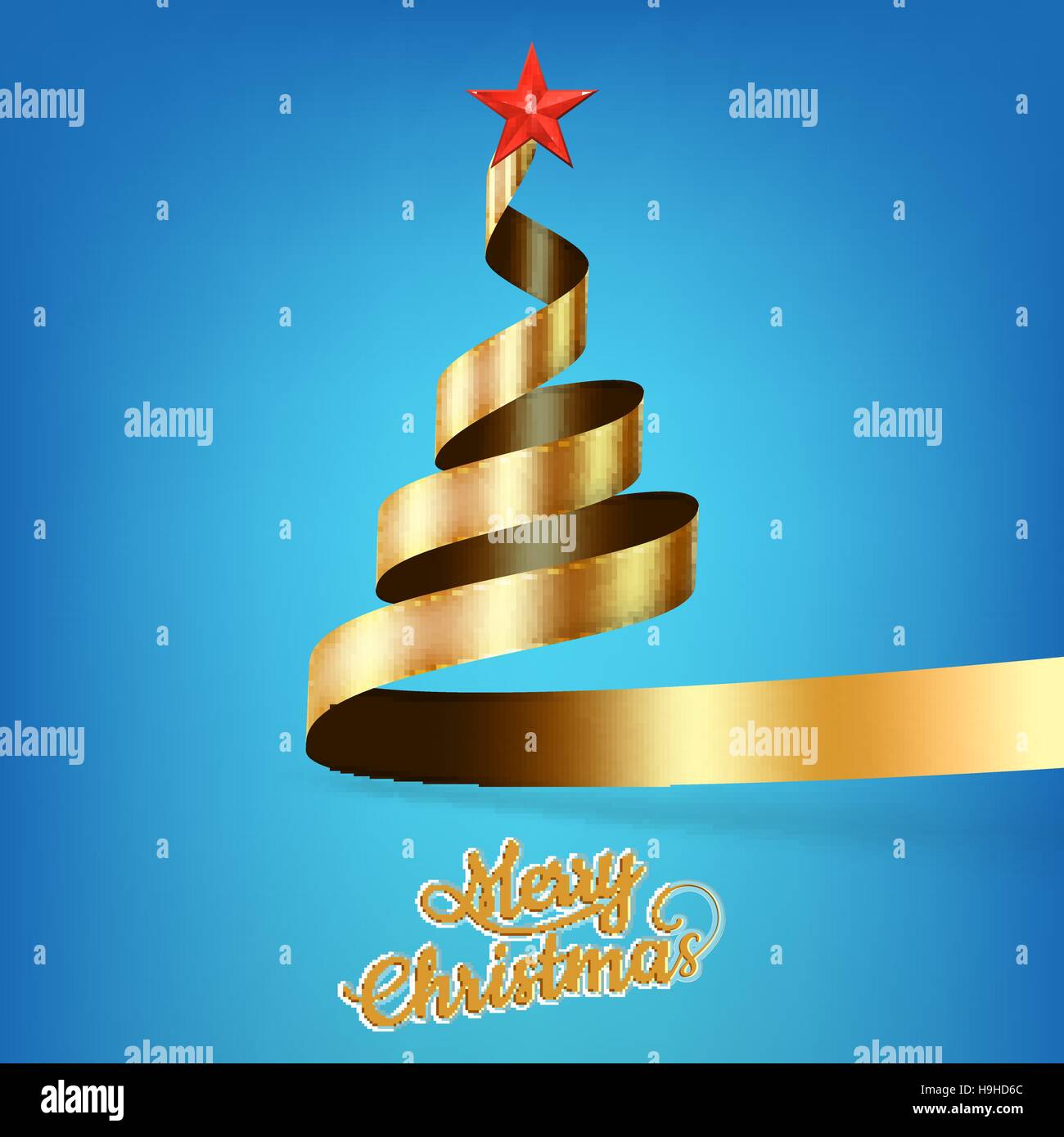 Christmas tree from gold ribbon and star. EPS 10 Stock Vector Image ...