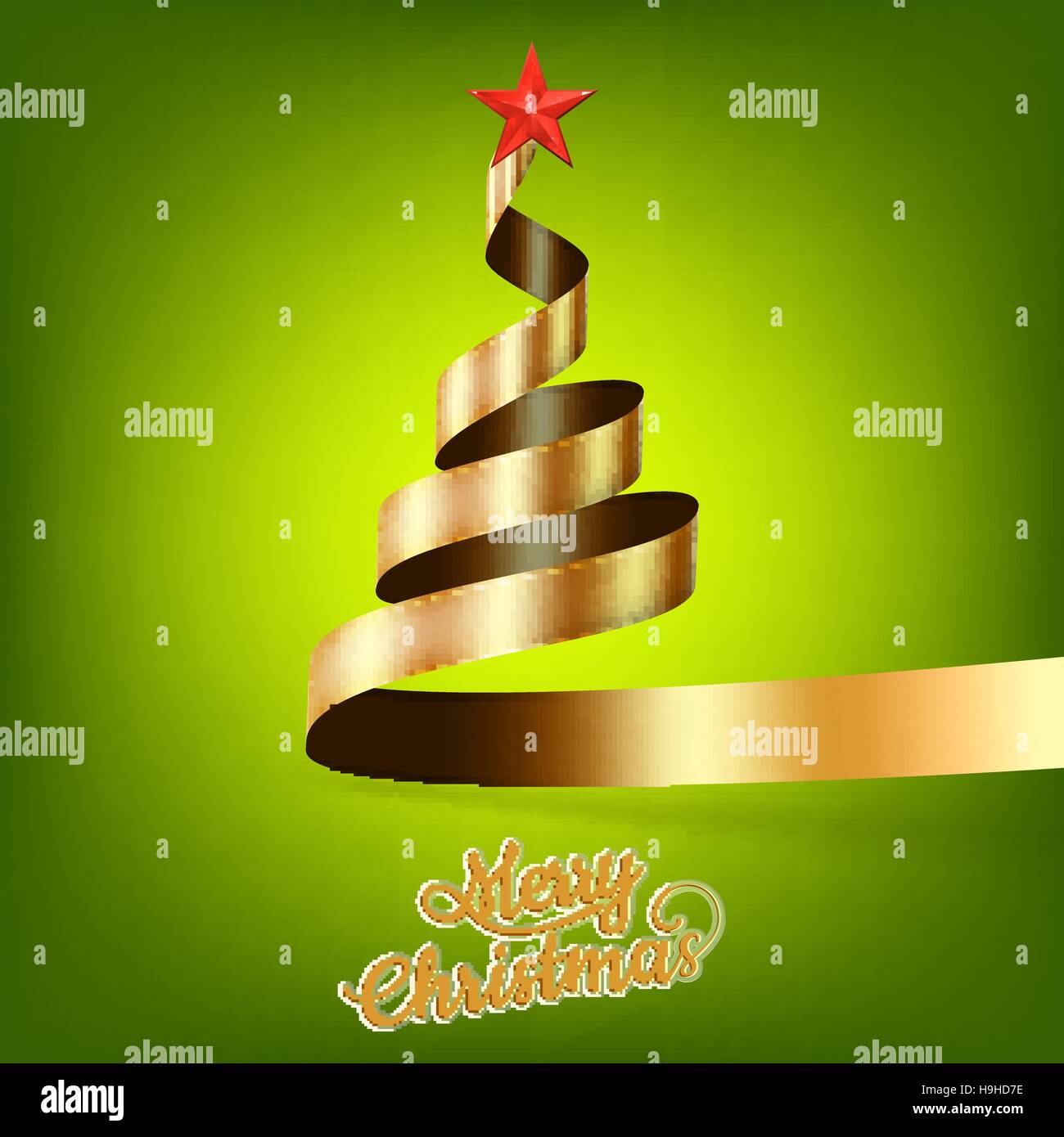Christmas tree from gold ribbon and star. EPS 10 Stock Vector Image ...