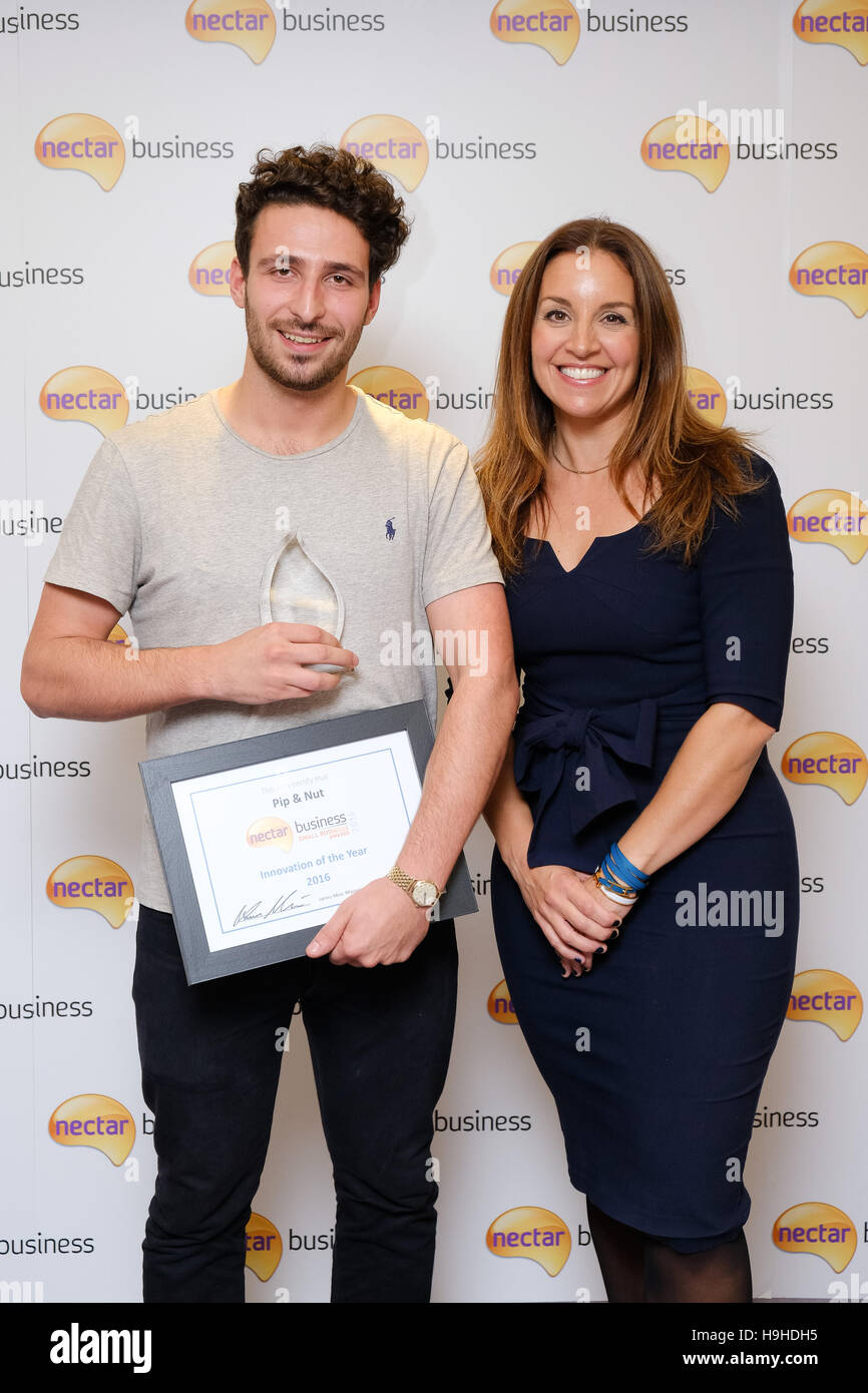 EDITORIAL USE ONLY Tom Benn of Pip and Nut receives the award for Innovation of the Year from