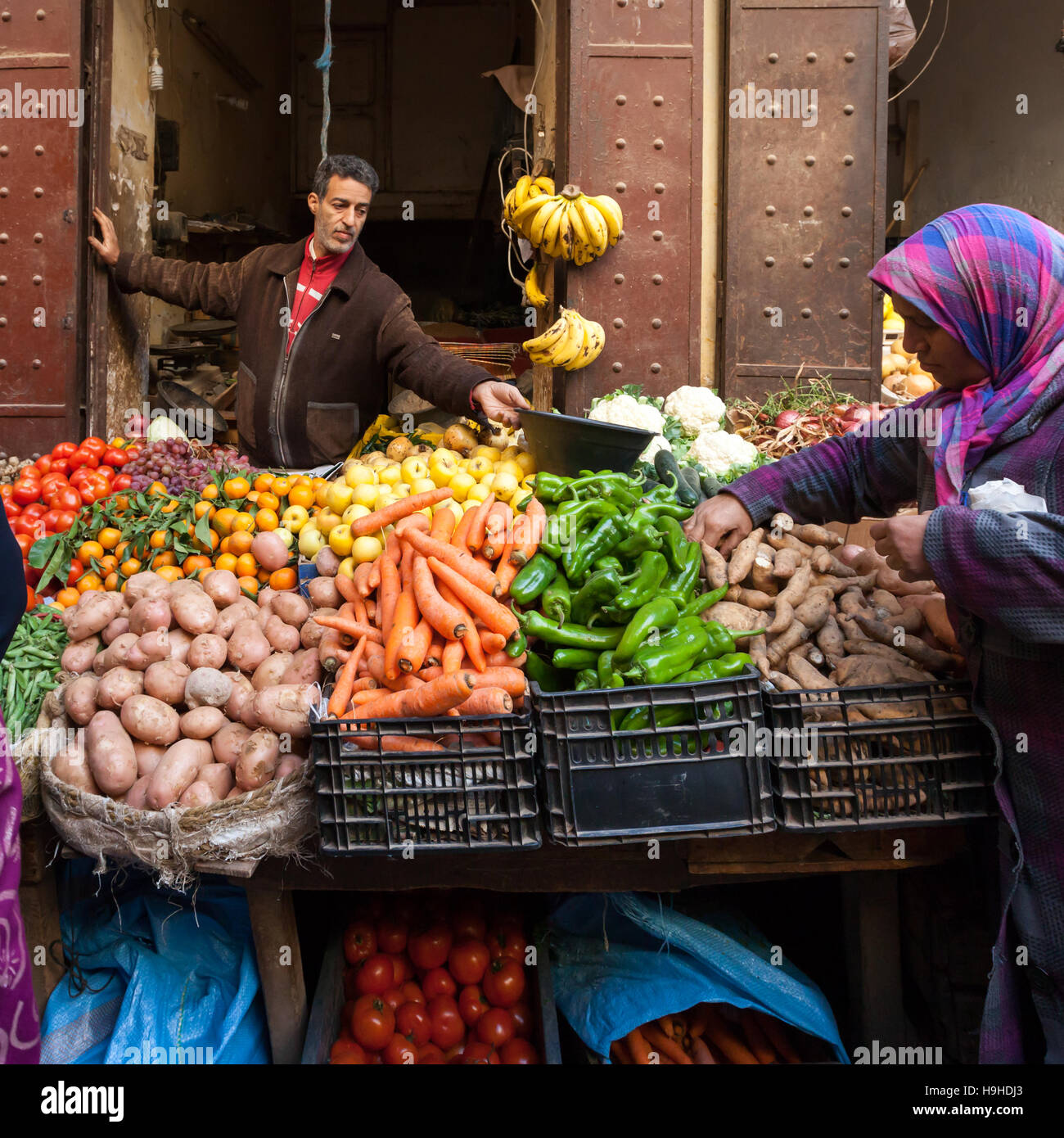 Colourful fruit stand in Fès, Morocco Stock Photo