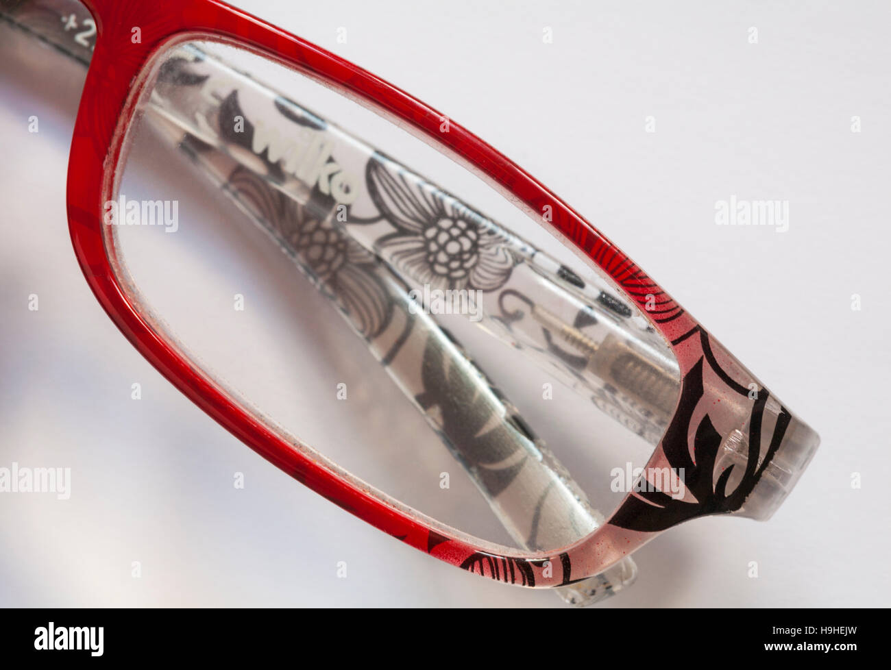 close up detail of Wilko glasses on white background Stock Photo