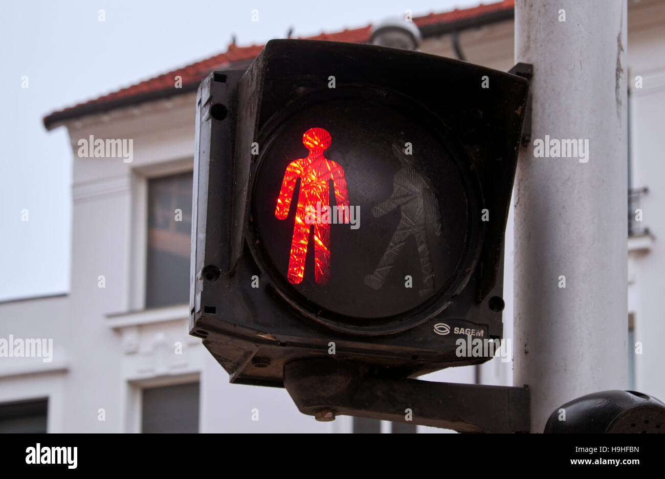 Pedestrian Crossing lights. Paris, France. Stock Photo