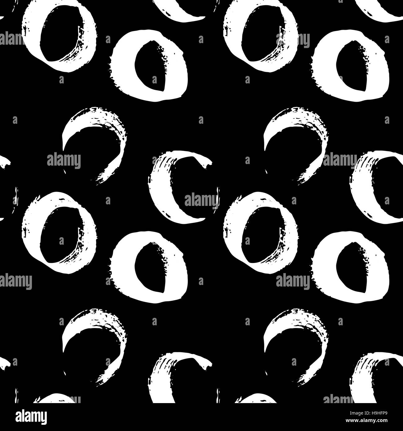 Seamless pattern with hand drawn grunge circles. Ink vector ...