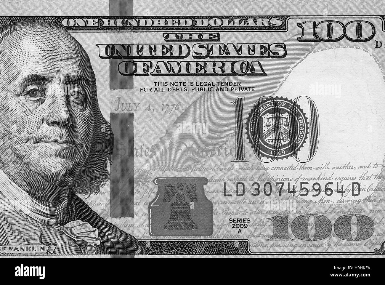 American $100 dollar bills Black and White Stock Photos & Images - Alamy