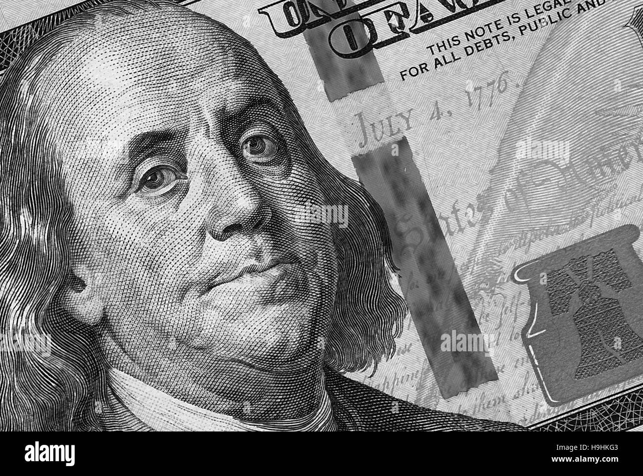 American $100 dollar bills Black and White Stock Photos & Images - Alamy