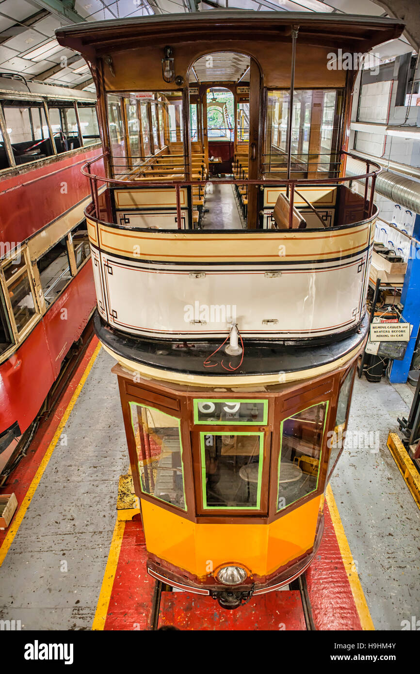 Trams at Crich Tram Museum Derbyshire, England Stock Photo