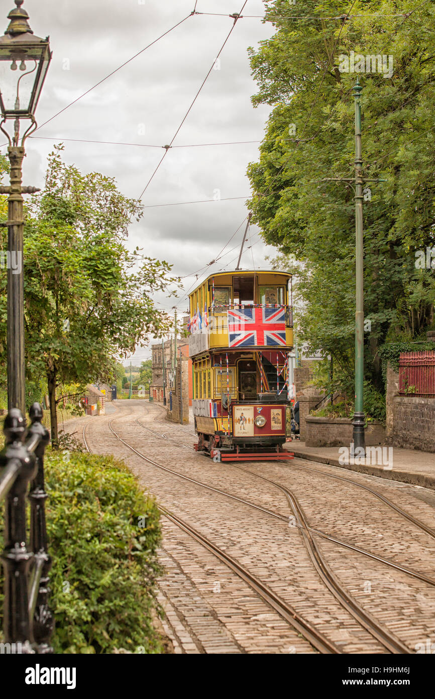 Trams at Crich Tram Museum Derbyshire, England Stock Photo
