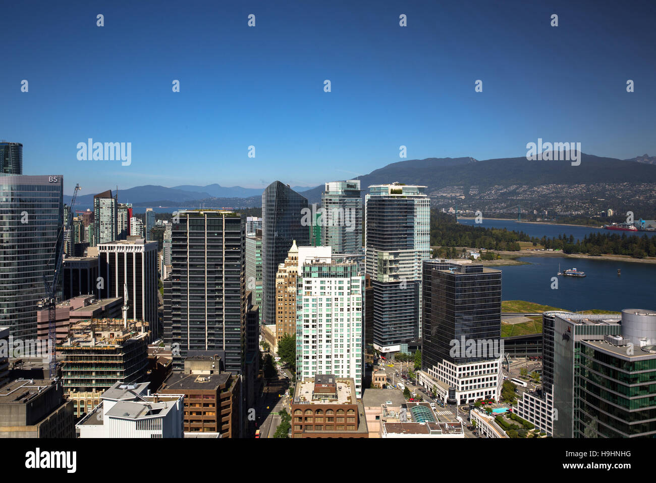 View of downtown Vancouver, BC from top of the Vancouver Lookout Stock ...