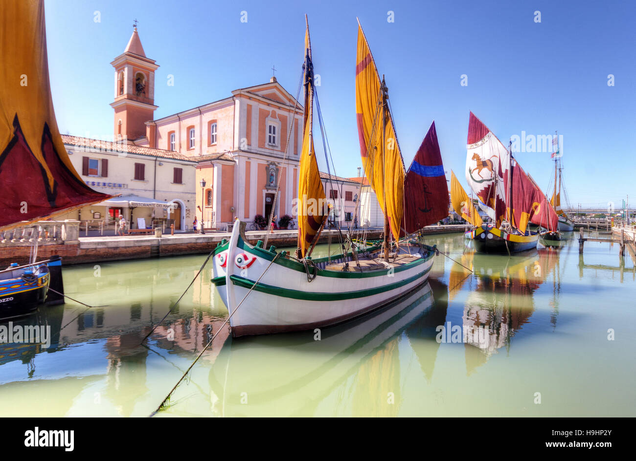 Italy, Emilia Romagna, Cesenatico, Museo della Marineria and San Giacomo church Stock Photo