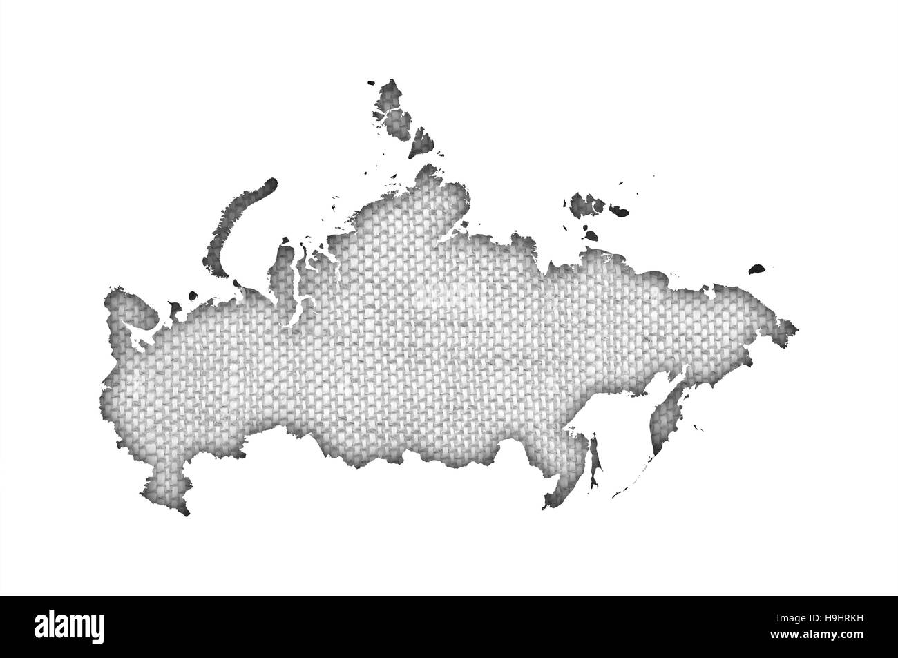 Map of Russia on old linen Stock Photo