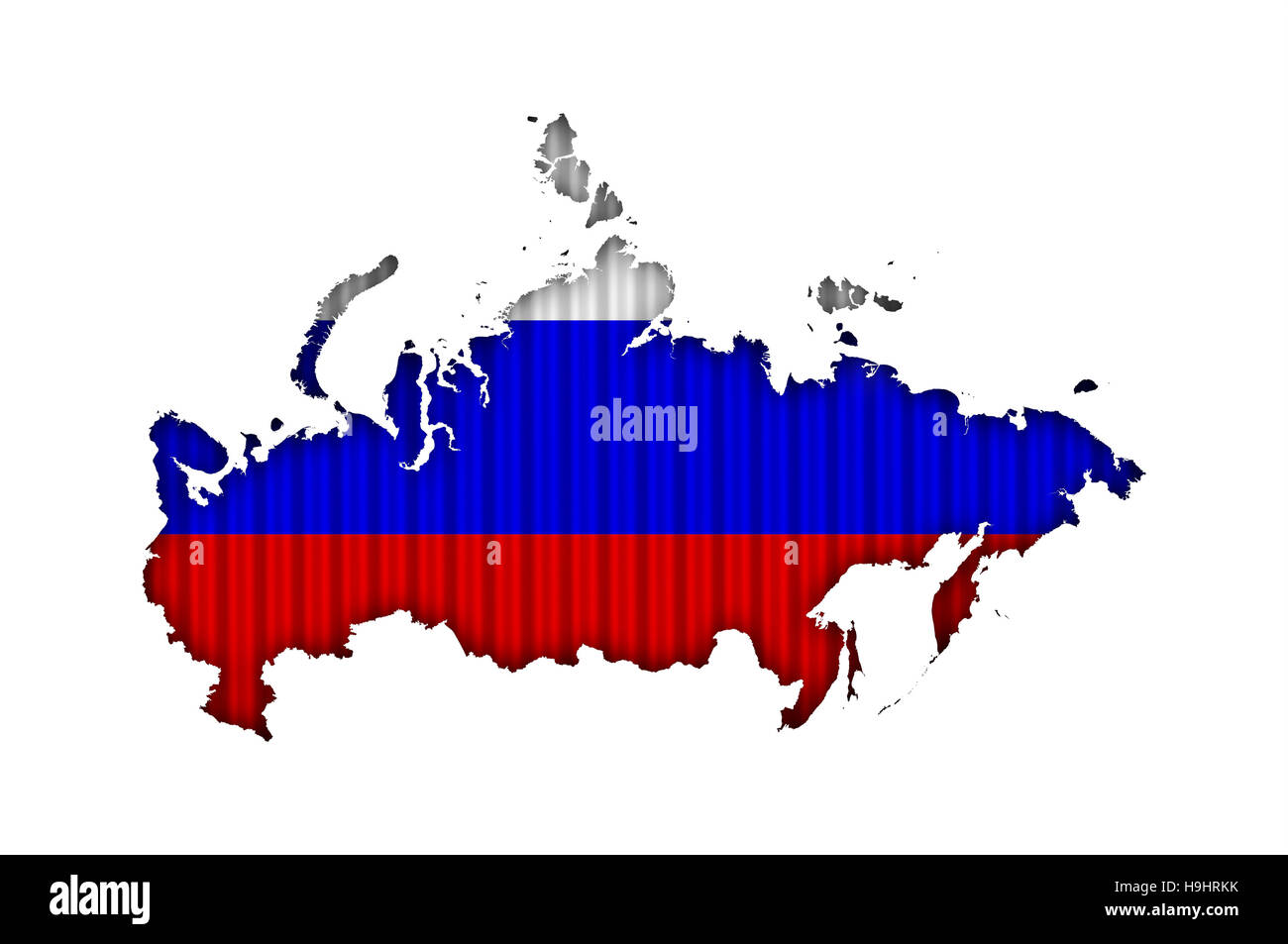 Map and flag of Russia on corrugated iron Stock Photo