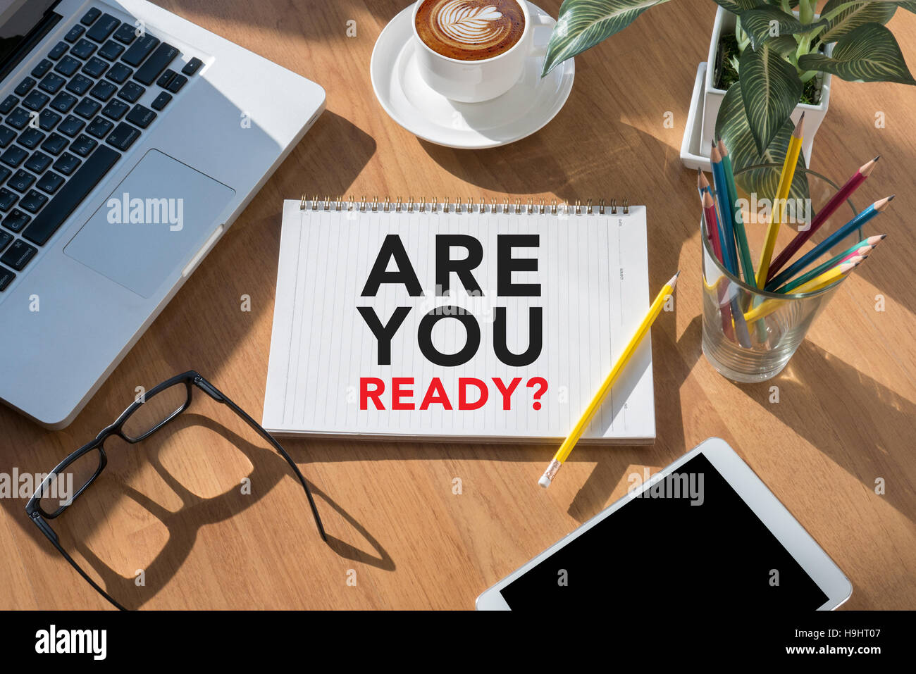 Are You Ready creative sign Stock Photo