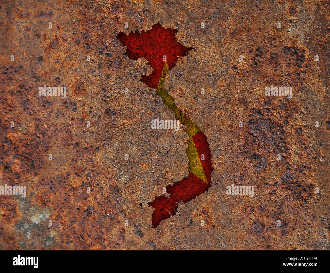 Map and flag of Vietnam on rusty metal Stock Photo - Alamy