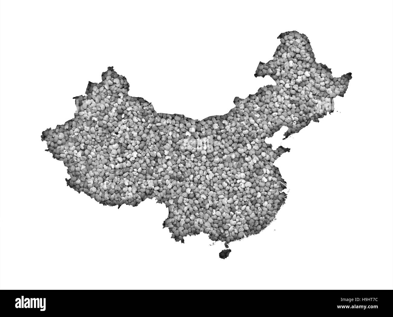 Map of China on poppy seeds Stock Photo