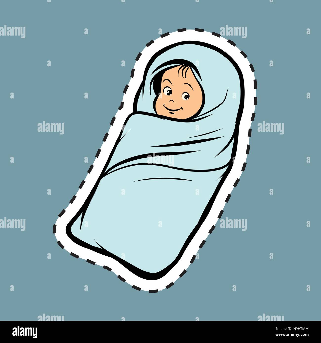 Newborn baby pop art label sticker Stock Vector