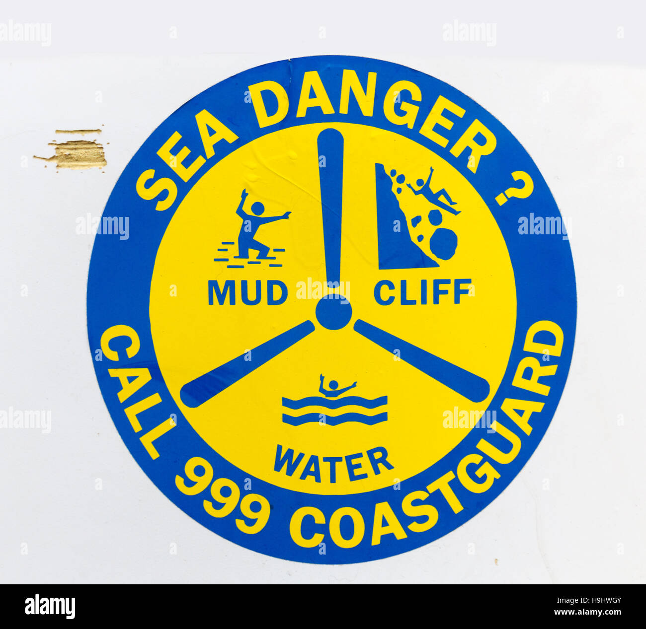 Coastguard sea danger sign on wall, Aberavon, Wales, UK Stock Photo