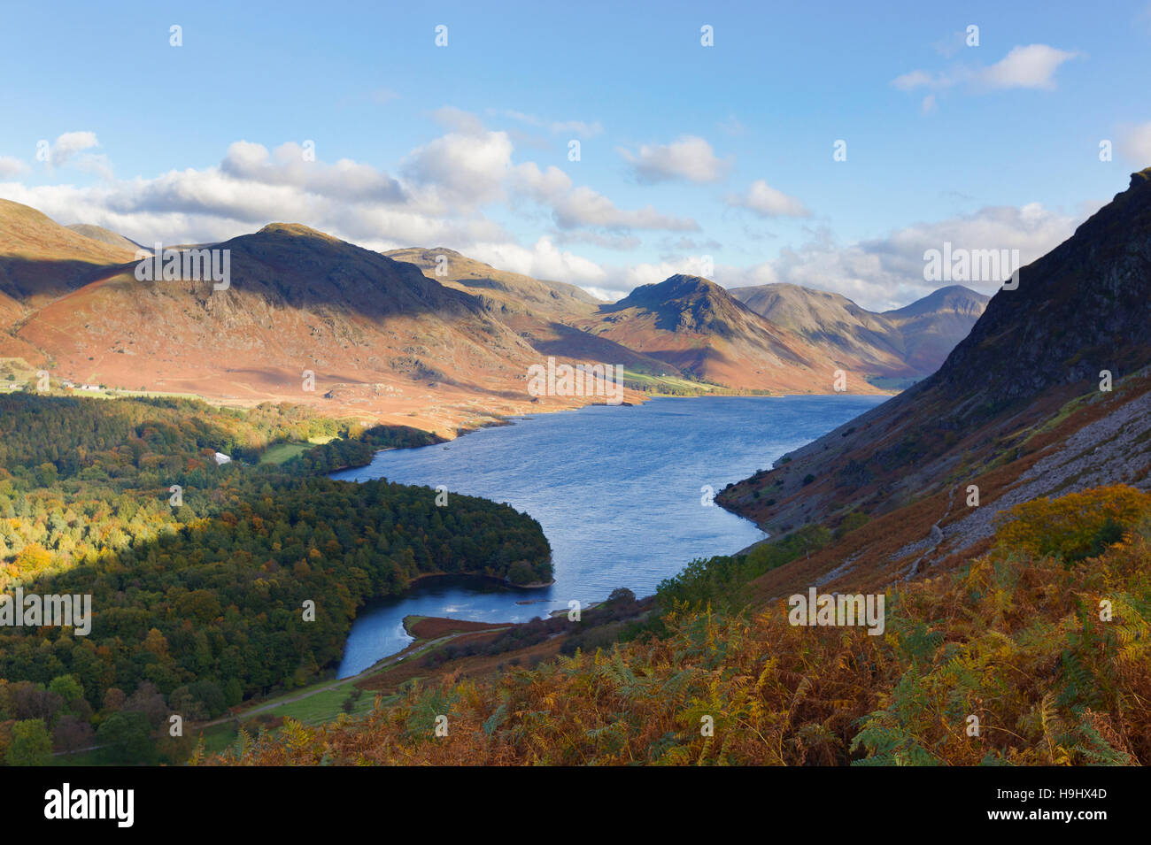 View of Wast Water and surrounding fells from Irton Fell in Wasdale, Cumbria, UK Stock Photo