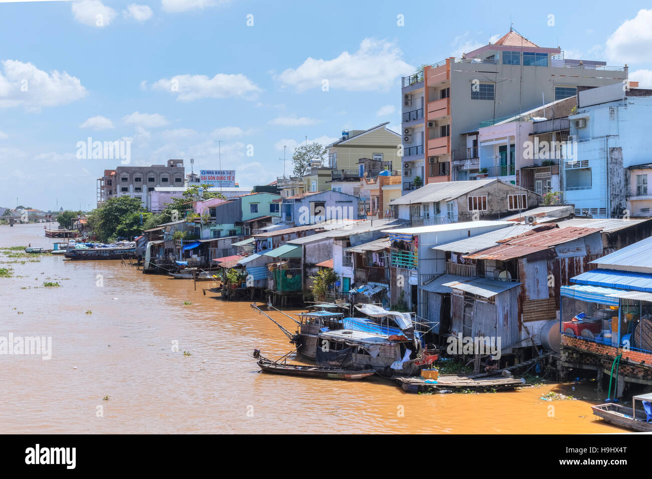 Life along the Mekong River in Vinh Long, Mekong Delta, Vietnam, Asia Stock Photo