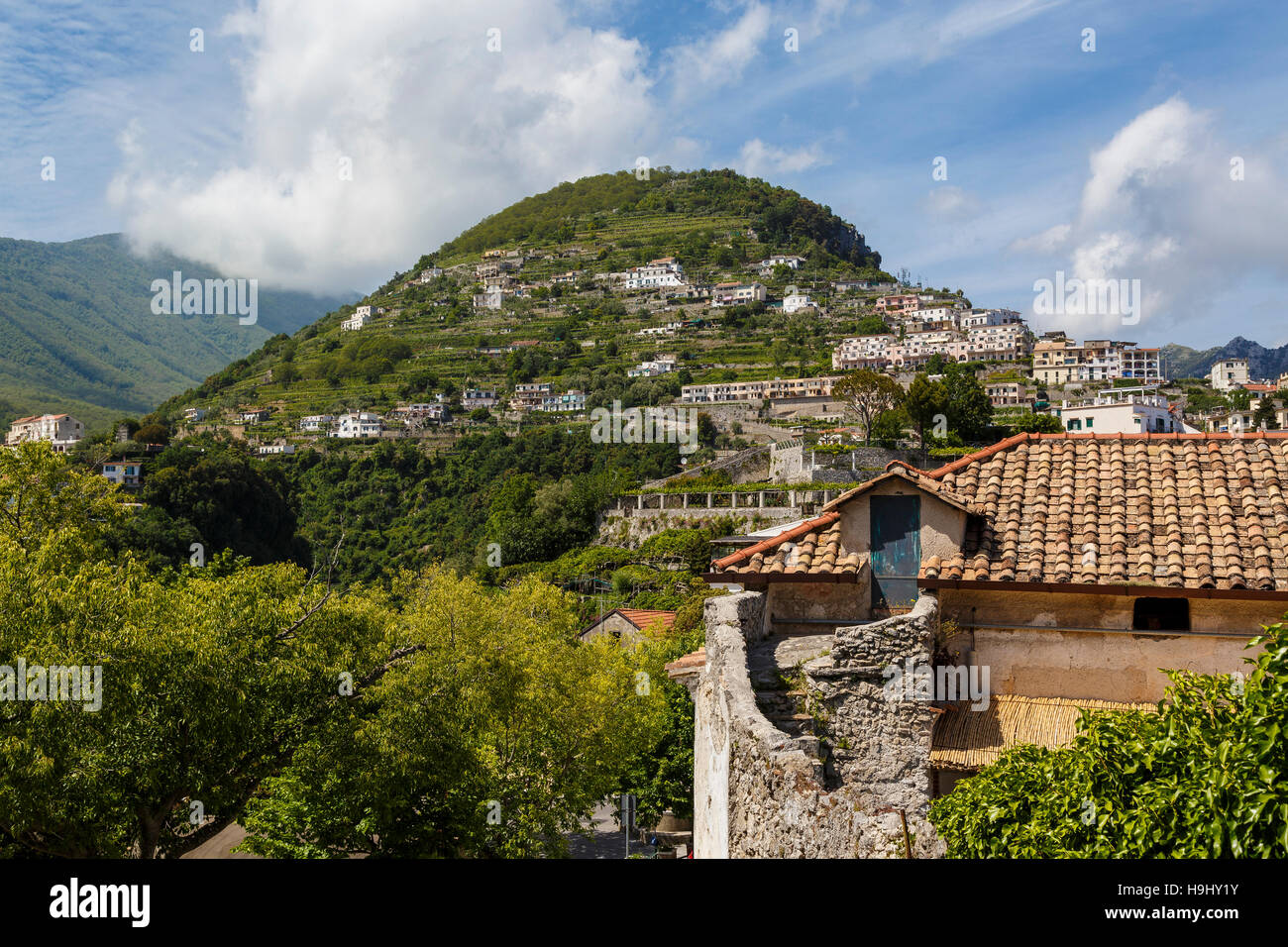 The historic town of Ravello on the Amalfi coast in Campania, Italy ...