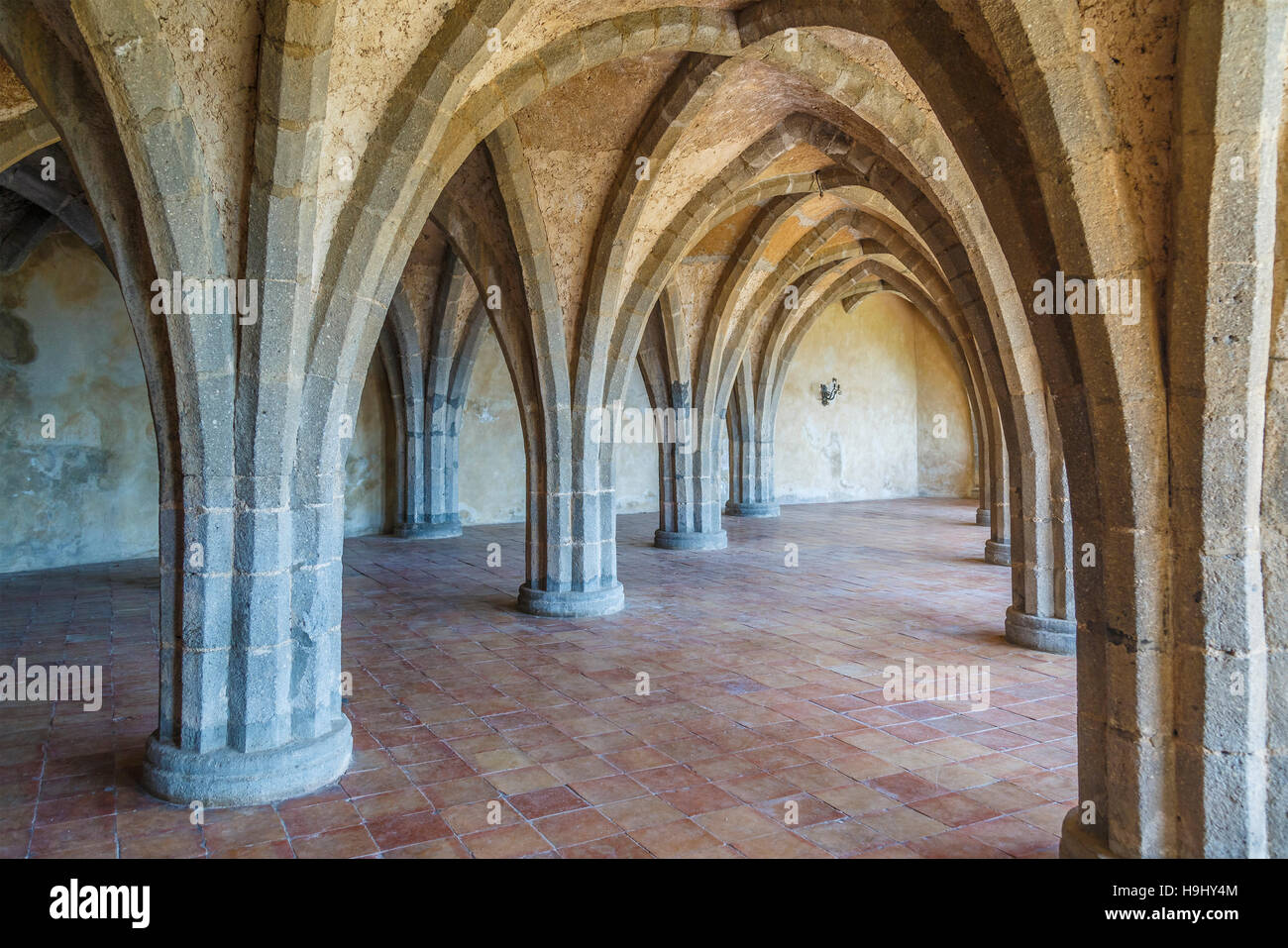 The vaulted crypt of the 11th century Villa Cimbrone in Ravello, Southern Italy. Stock Photo