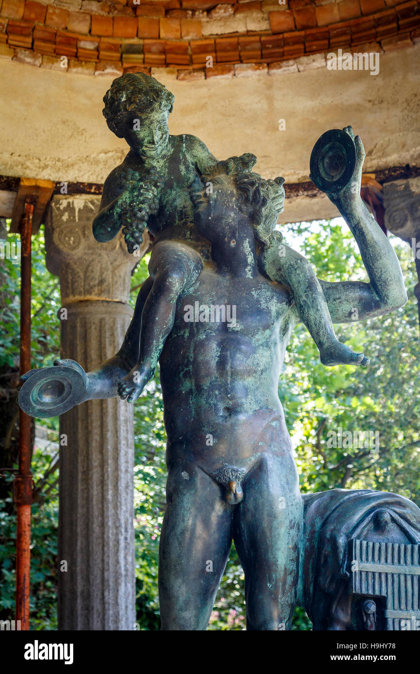 The Bacchus sculpture inside the Temple of Bacchus, burial place of Ernest William Beckett, Villa Cimbrone, Ravello, Italy. Stock Photo