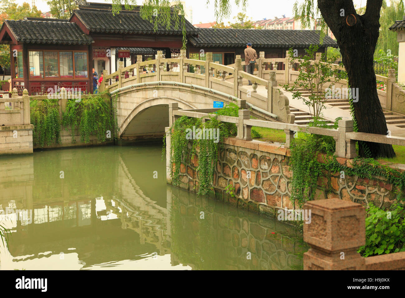 China, Jiangsu, Suzhou, canal scene, bridge, Stock Photo