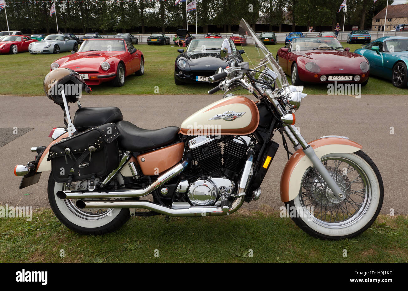 Image of a Honda Shadow Motorcycle (American Classic Edition) displayed