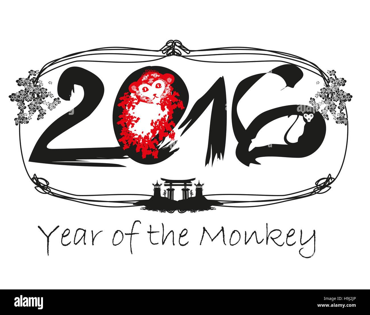 Chinese symbol for monkey zodiac hi-res stock photography and