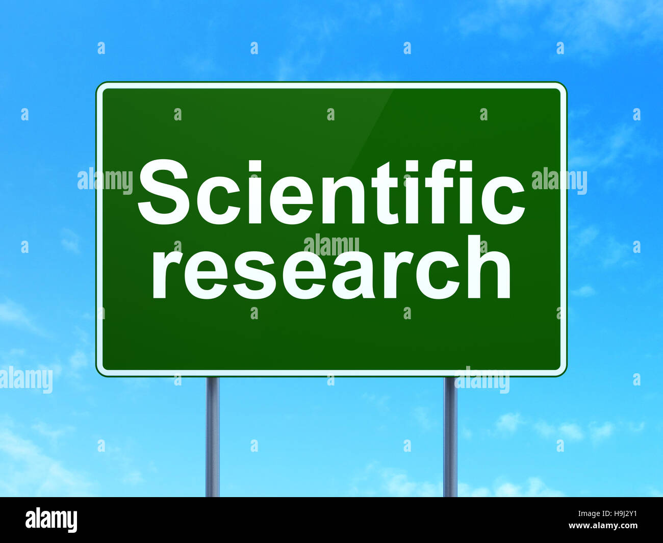 Science concept: Scientific Research on road sign background Stock ...