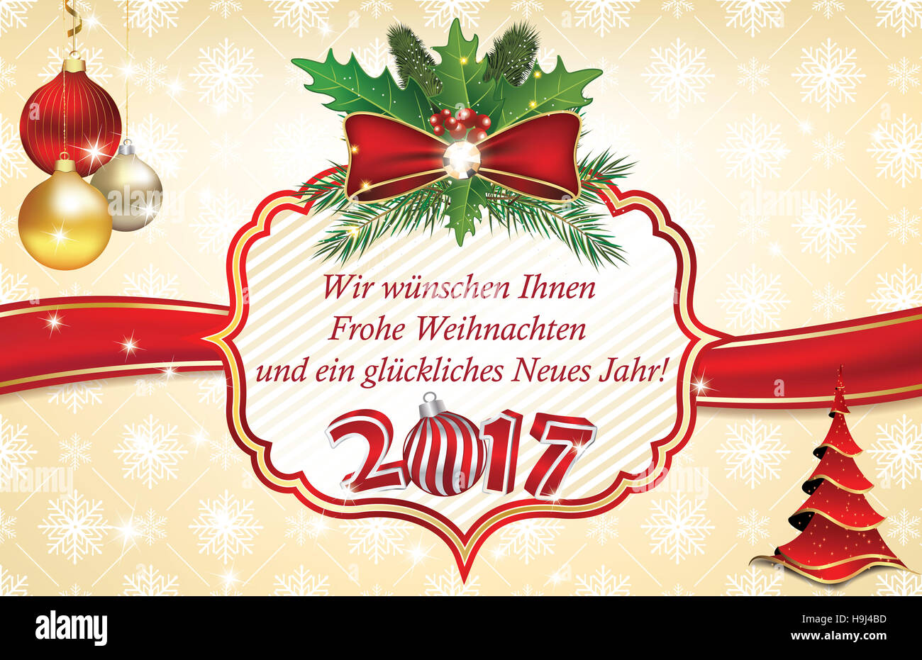 Geschäftliche Weihnachtsgrüße. Druckfarben verwendet. Benutzerdefiniertes Format Stock Photo